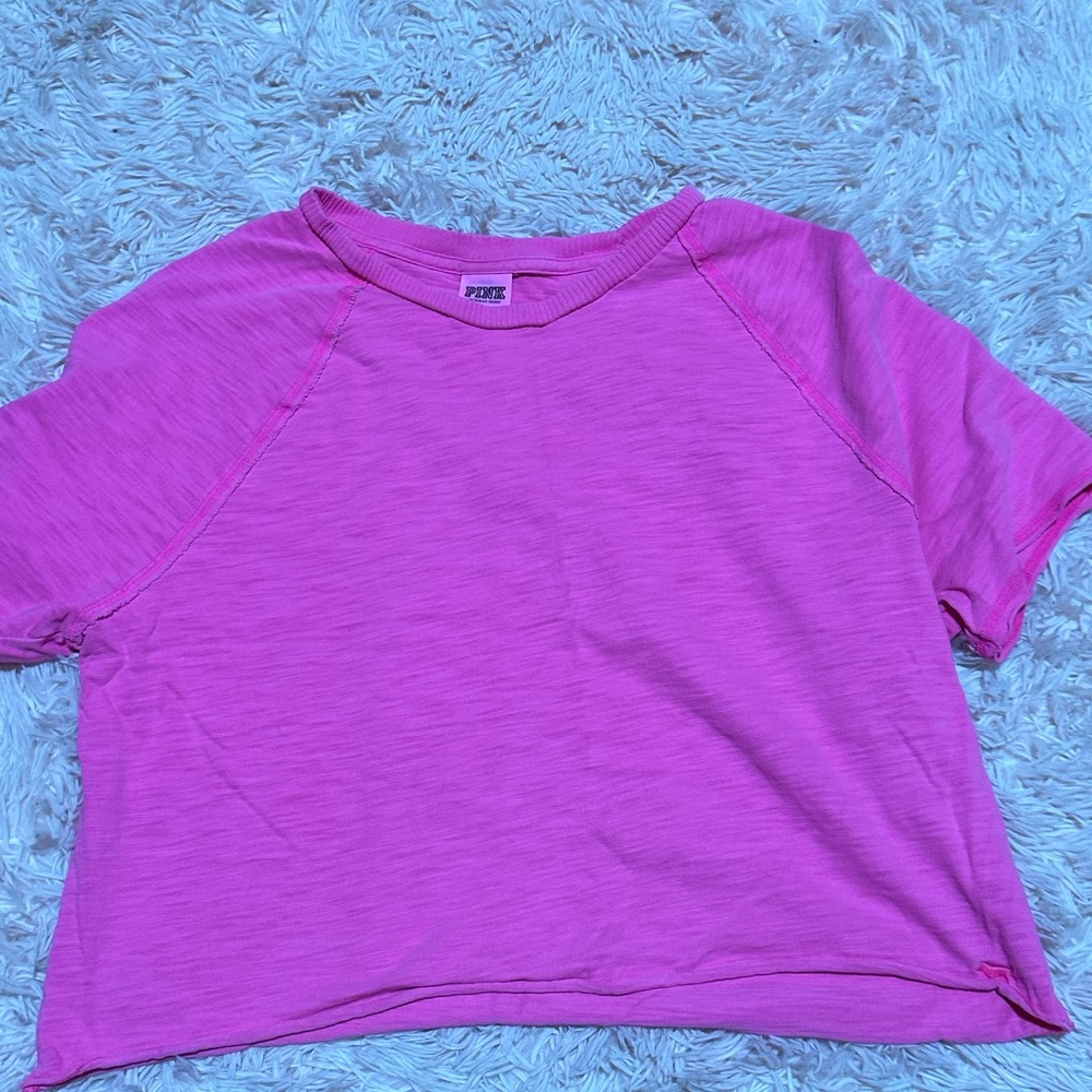 PINK Cropped Tee - Bright/Hot Pink